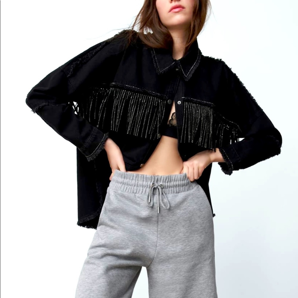 Zara Shiny Fringe Jacket NWT